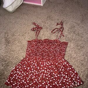 SHEIN Red Floral Smocked Top
